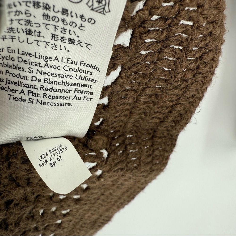 Vintage Eddie Bauer Crochet Linen Cotton Blend Brown Open-Knit Cardigan - Picture 5 of 7